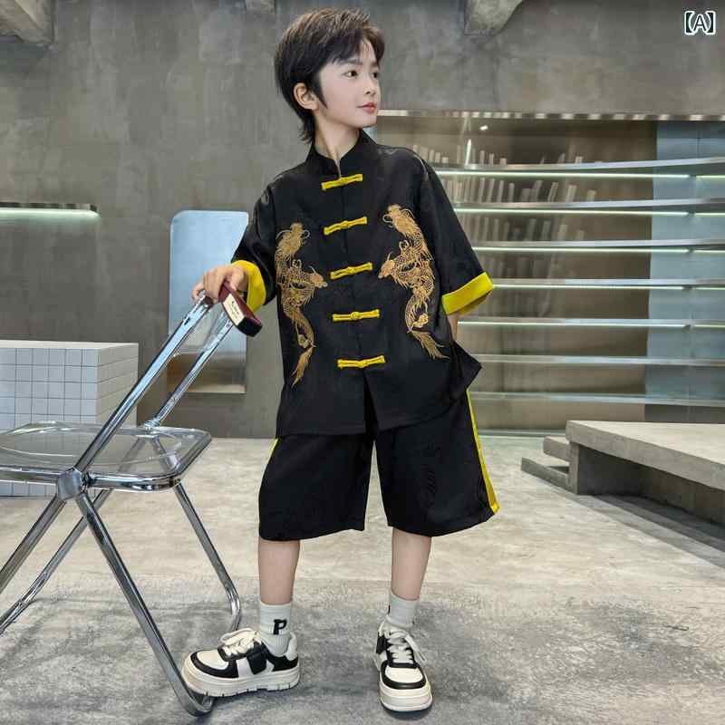 セットアップ 男の子 おしゃれ カジュアル 夏 漢 新 唐 チャイナ風 半袖 トレンド