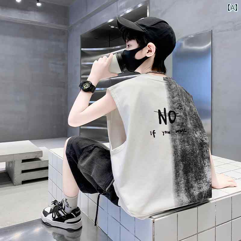 男の子 ファッション ボーイズ 子供 夏 おしゃれ カジュアル ボーイズベスト カジュアル ボーイズ ノースリーブ Tシャツ 服 トレンディ Tシャツ