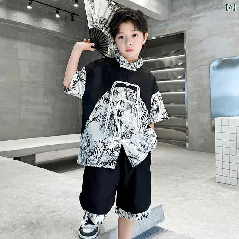 セットアップ 男の子 おしゃれ カジュアル 夏 漢 チャイナ風 唐 半袖 トレンディ