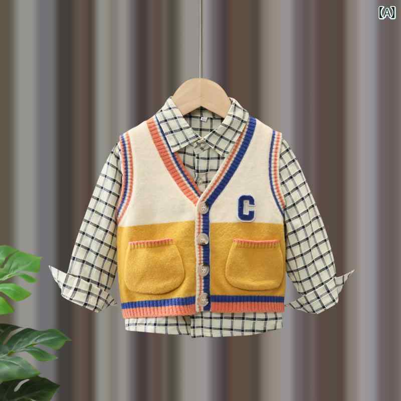 セットアップ 男の子 おしゃれ カジュアル セーター セット 秋 セーター 春秋 ベビー セーター ベスト トレンディ ベビー セーター ベスト