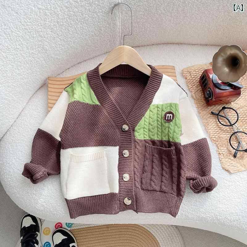 男の子 トップス カジュアル おしゃれ ニットカーディガン 秋服 セーター ベビー 春秋 コート ウール