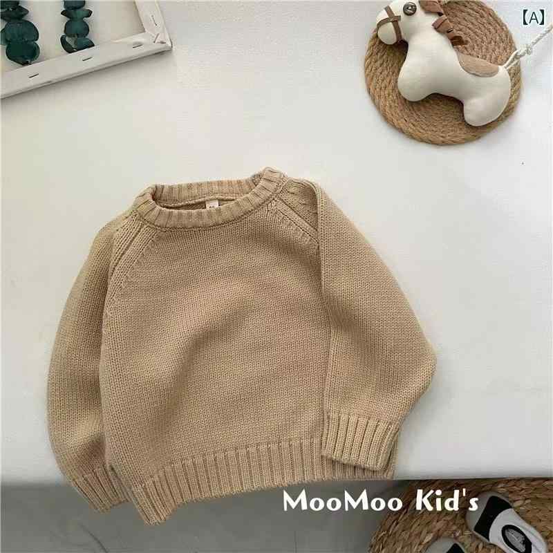 子供服 女の子 男の子 キッズ おしゃれ ファッション 春秋 セーター 韓国 ニット レトロ プルオーバー ラグラン ジャケット ゆったり