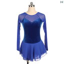 フィギュア スケート 衣装 子供 女子 大人 レディース 服 パフォーマンス 服 競技 スカート サファイア ブルー 起毛