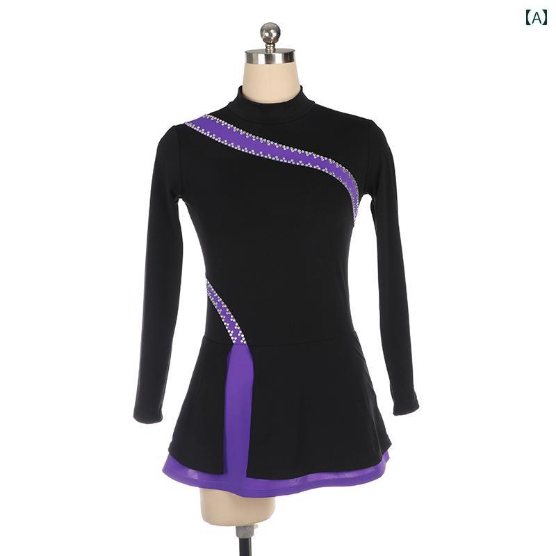 フィギュア スケート トレーニング 練習着 服 スケート 服 子供 大人 女子 女子 トップスス ワンピース スカート ブラック パープル ピンク