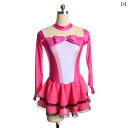 フィギュア スケート 衣装 子供 女子 大人 レディース 服 パフォーマンス 競技 スカート 長袖 ピンク