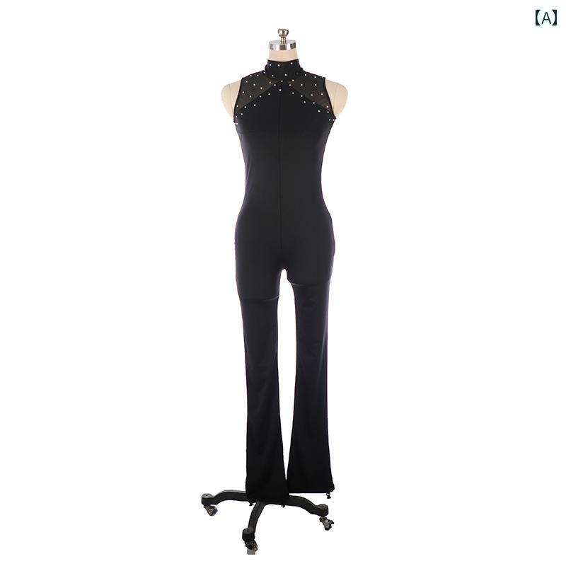 フィギュア スケート トレーニング 練習着 子供 女子 大人 レディース 服 背中 開き ワンピース パフォーマンス 服 スケート ストレッチ ナイロン