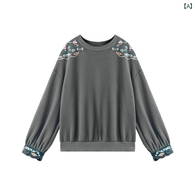 レディース ファッション 新 ファッション 刺繍 冬 起毛 トレーナー スポーツ