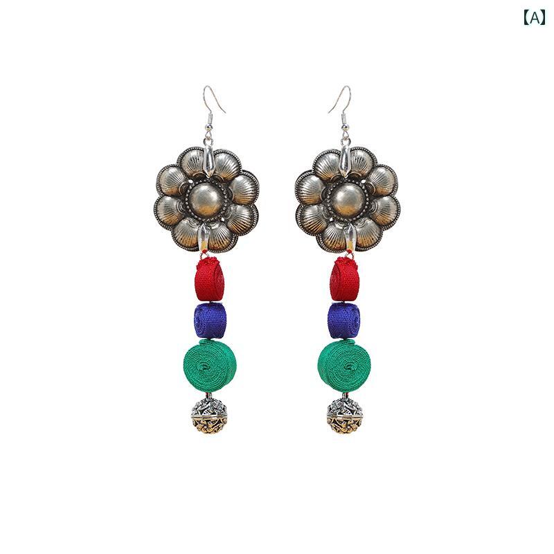 レディース アクセサリー エスニック 綿麻 苗 シルバーペンダント コントラスト アンティーク エレガン..