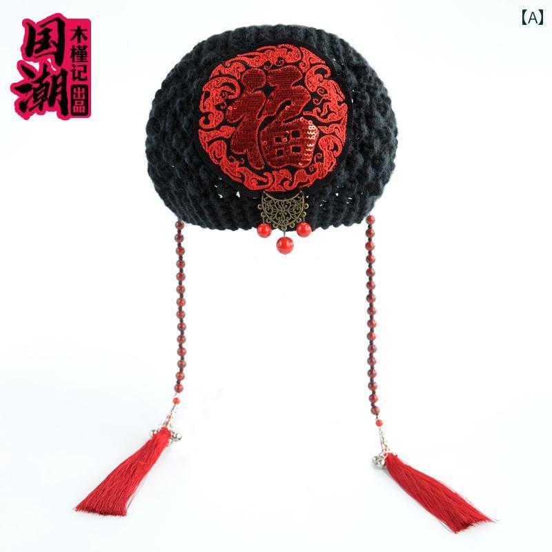 帽子 レディース 刺繍 フラワー タッセル 秋冬 ウール 暖かい ヘッド スカーフ フード ニット 帽 つば..