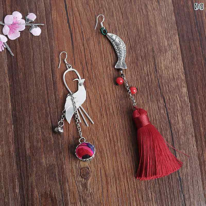 レディース アクセサリー エスニック チャイナ風 ミャオ族 シルバー レトロ 刺繍 ペンダント イヤリング