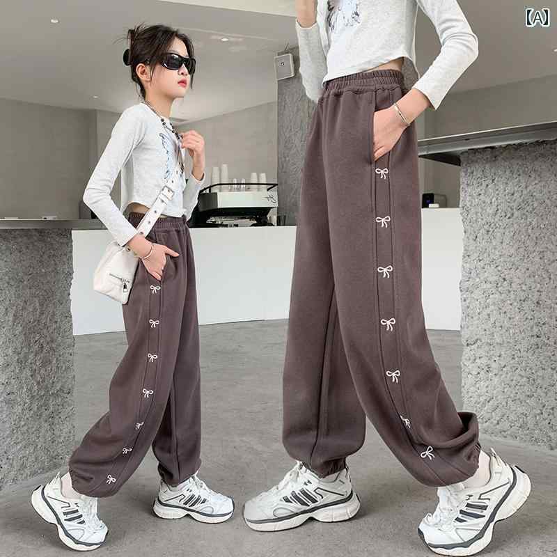 ズボン 女の子 キッズ パンツ カジュアル おしゃれ スウェット 春秋 大きめ 秋服 スウェット トレンド