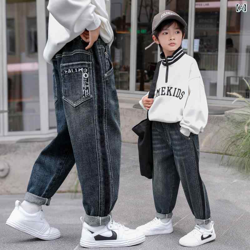 子供服 男の子ズボン キッズ ファッション カジュアル パンツ おしゃれ 春秋 ジーンズ 秋 大きめ 秋服