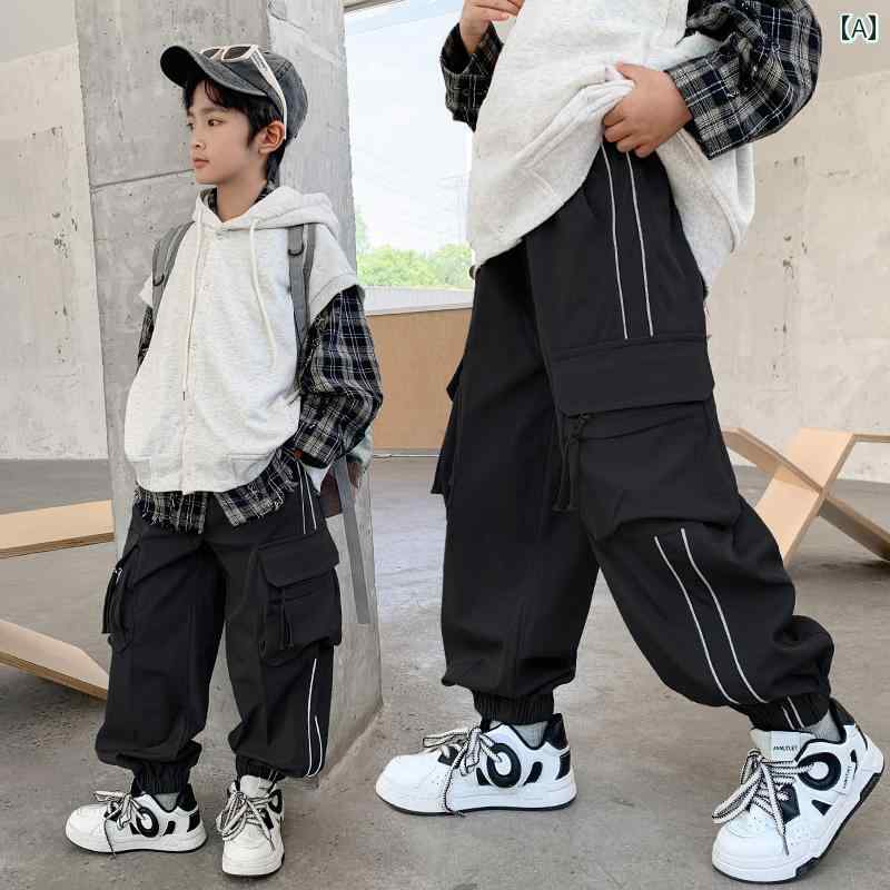 子供服 男の子ズボン キッズ ファッション カジュアル パンツ おしゃれ ボーイズ ブラック 春秋服 トレンド