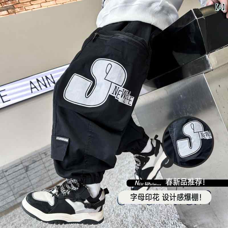 子供服 男の子ズボン キッズ ファッション カジュアル パンツ おしゃれ 黒 春秋 トレンド サイズ 大き..