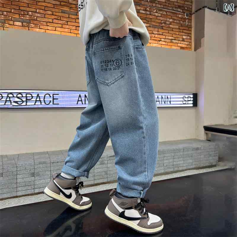 子供服 男の子ズボン キッズ ファッション カジュアル パンツ おしゃれ ジーンズ 春秋 トレンディ クール 春 ゆったり 大きめ が 春に