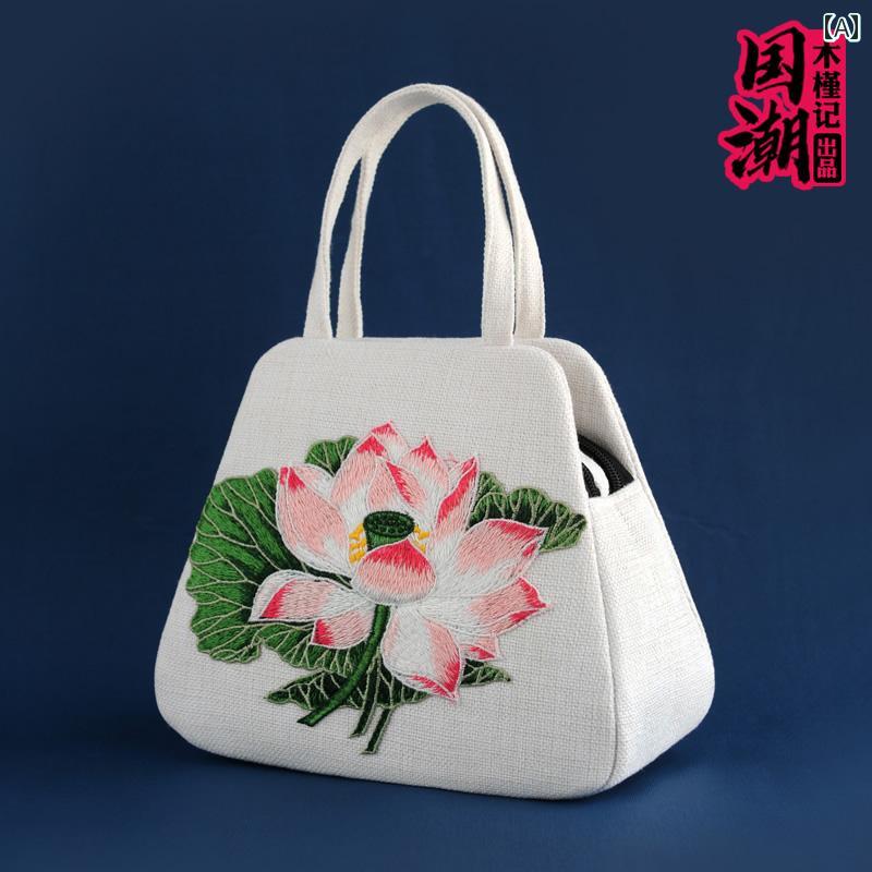 カバン レディース 中国 トレンド エスニック 刺繍 フラワー バッグ キャンバス 携帯電話 ハンドバッグ..