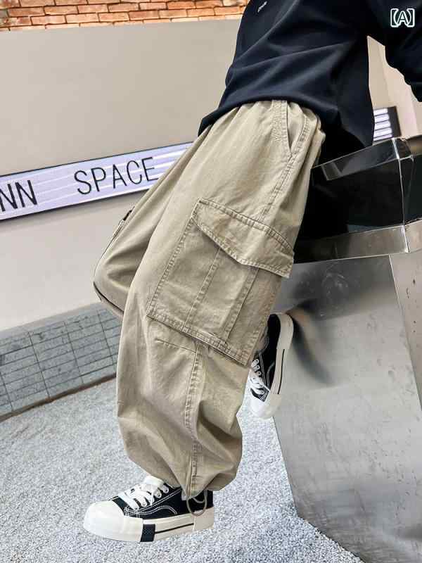子供服 男の子ズボン キッズ ファッション カジュアル パンツ おしゃれ 春秋 カーキ 韓国 春