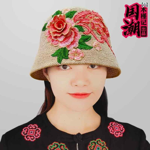 帽子 レディース レトロ カジュアル 刺繍 フラワードーム バケット ハット 韓国 顔 小さめ 綿 リネン バケット ハット 帽子 レディース レトロ カジュアル 刺繍 フラワードーム バケット ハット 韓国 顔 小さめ 綿 リネン バケット ハット