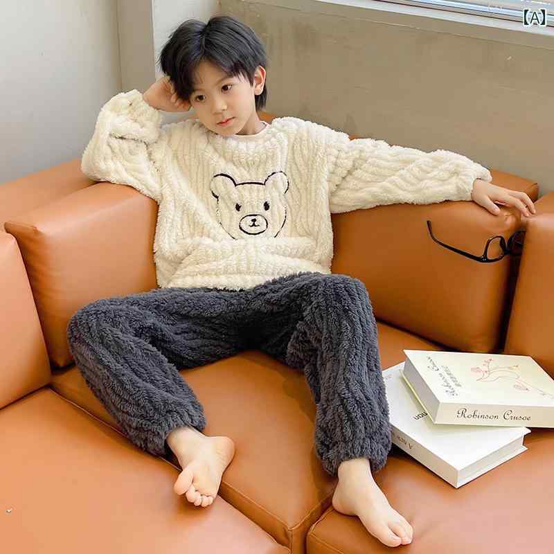 パジャマ 男の子 ルームウェア 子供 キッズ 秋冬 ホームウェア 起毛 冬 コーラル 起毛 フランネル 厚手