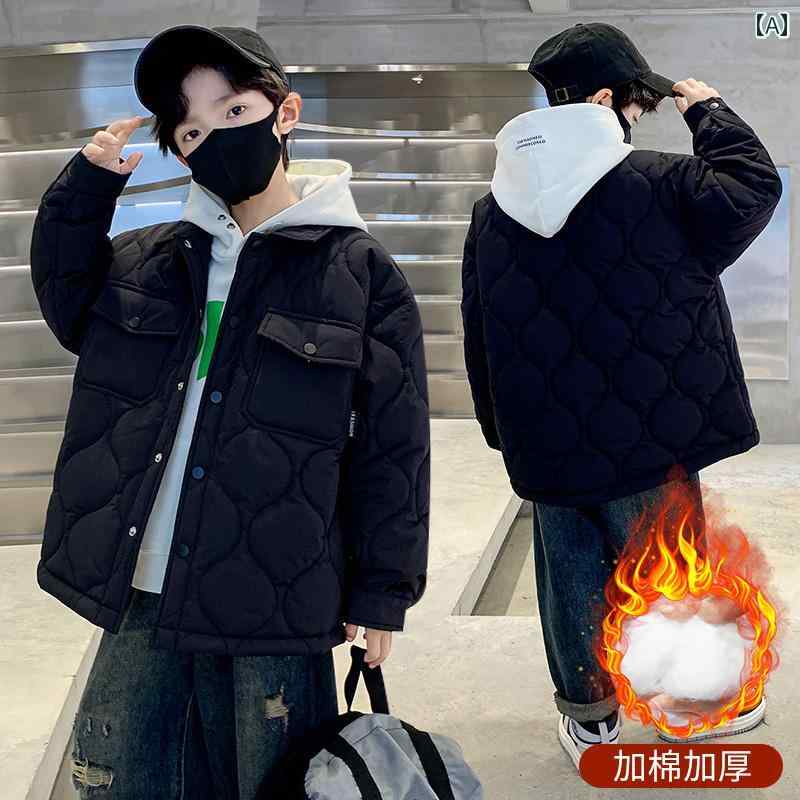 アウター 男の子 冬 おしゃれ カジュアル キッズ キルティング シャツ ジャケット 秋冬 綿 パッド入り 厚手 綿 コート