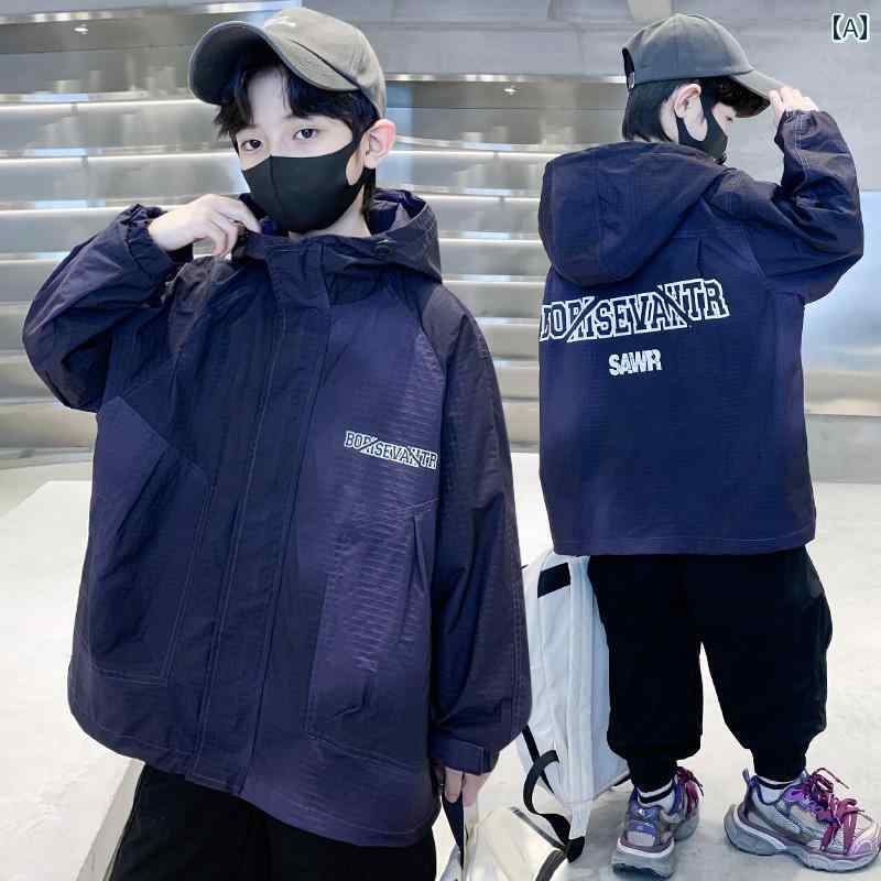 アウター 男の子 冬 おしゃれ カジュアル キッズ コート 春秋 ストリート グラデーション トップス フード 秋 クール ウィンドブレーカー