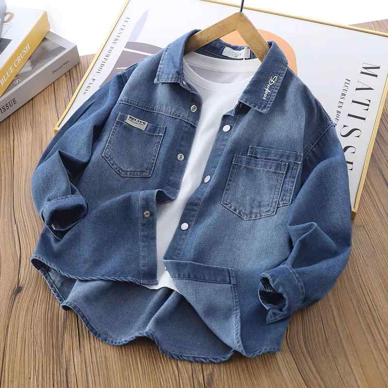 男の子 トップス カジュアル おしゃれ キッズ デニムシャツ 春 小さめ コート 長袖 インナーシャツ 緩..