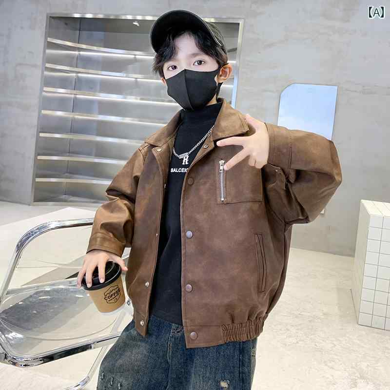 男の子 ファッション キッズ 子供 おしゃれ カジュアル ジャケット 春秋 レザージャケット 秋 ジャケット 秋服