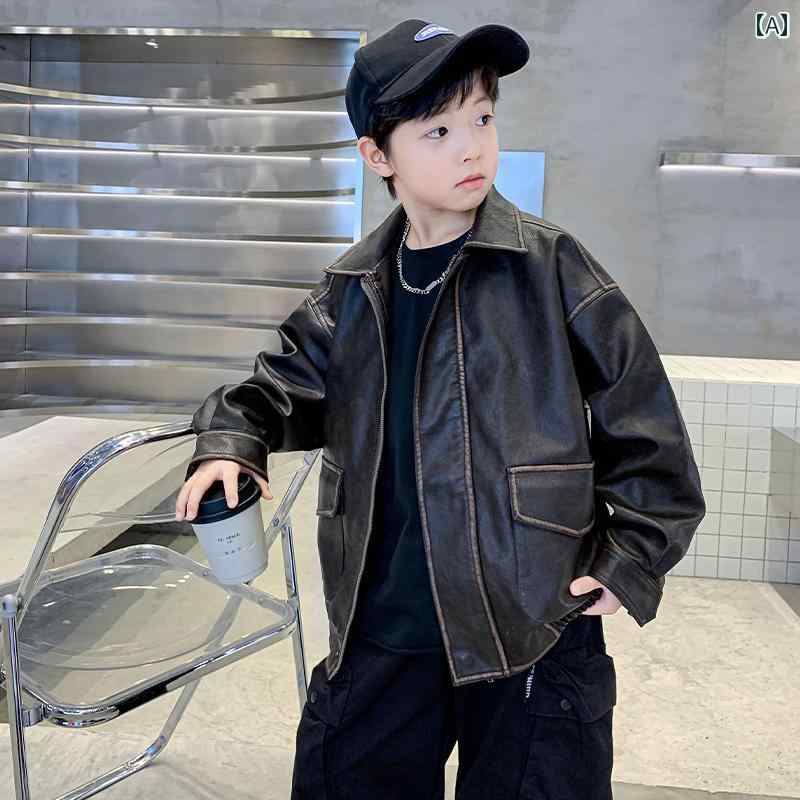 男の子 ファッション キッズ 子供 おしゃれ カジュアル ジャケット 春秋 クール 服 秋服 レザージャケット トレンド