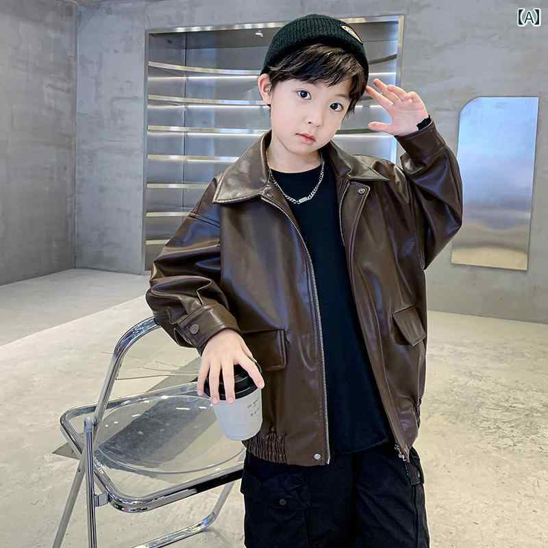 男の子 ファッション キッズ 子供 おしゃれ カジュアル ジャケット 春秋服 秋服 レザージャケット 秋 クール トレンディ