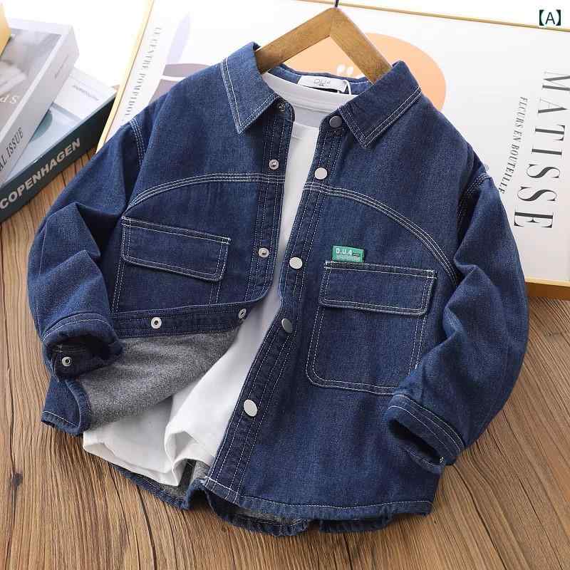 男の子 ファッション キッズ 子供 おしゃれ カジュアル デニムシャツ 秋冬 綿 シャツ 薄手 涼しい 涼し..