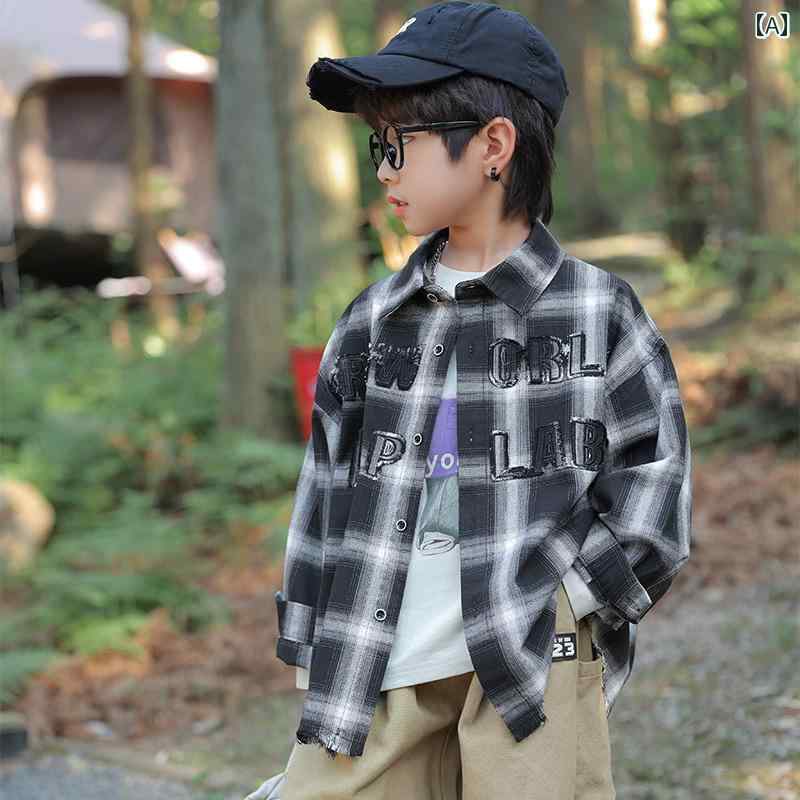 男の子 ファッション キッズ 子供 おしゃれ カジュアル 秋 シャツ 春秋 チェック トップス 秋 薄手 涼しい 涼しい ジャケット トレンディ
