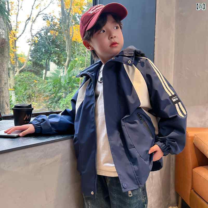 男の子 ファッション キッズ 子供 おしゃれ カジュアル フード ジャケット 春秋 ジャケット 服 トレンディ 韓国 ウィンドブレーカー
