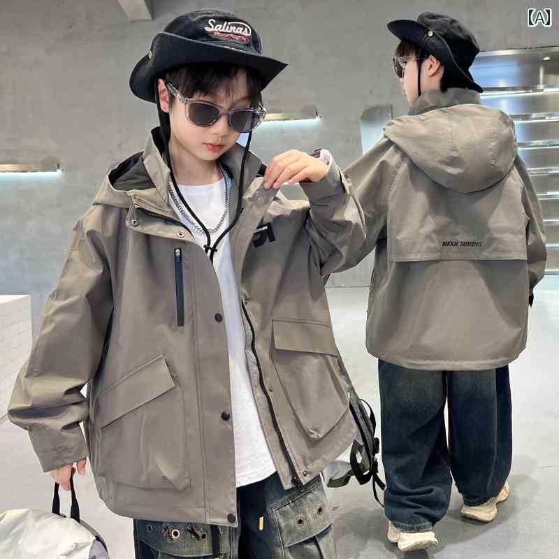 男の子 ファッション キッズ 子供 おしゃれ カジュアル 秋 ジャケット クール 韓国 フード 服 春秋 大きめ 秋 トップス