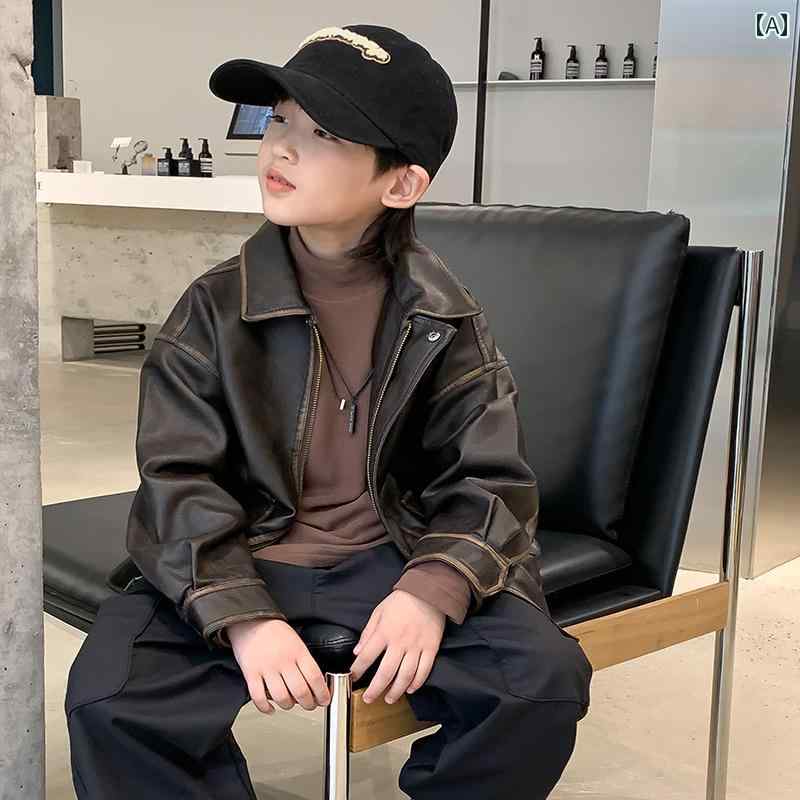 男の子 ファッション キッズ 子供 おしゃれ カジュアル レザージャケット 春秋 バイク スーツ 秋冬 ジャケット トレンディ