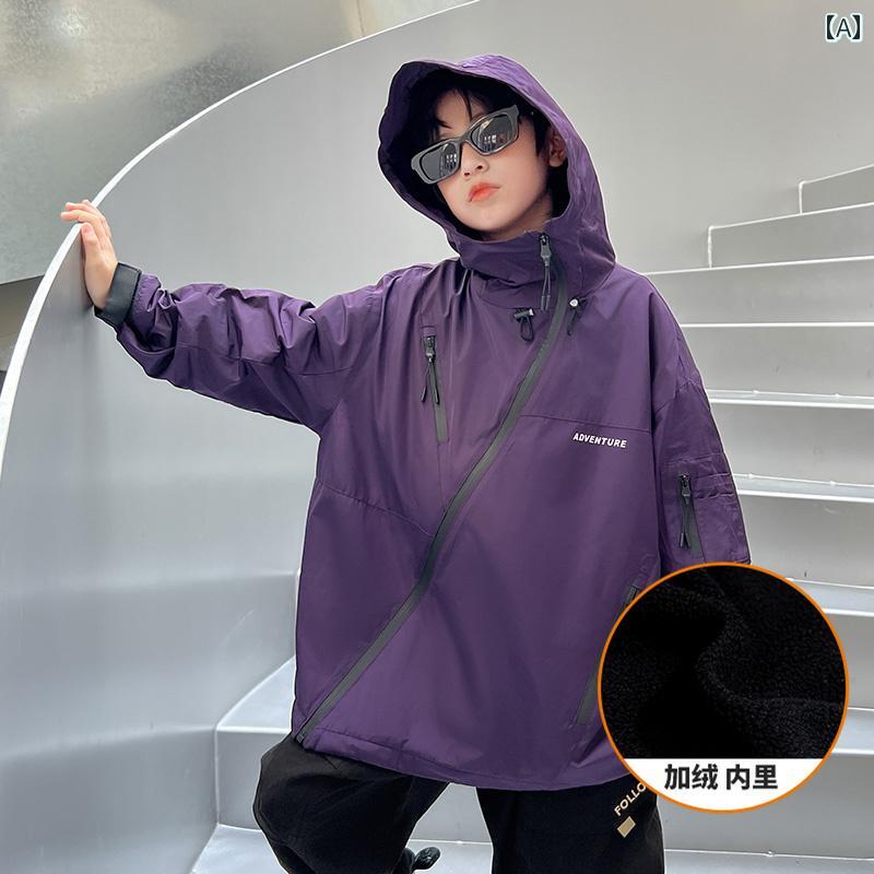 男の子 ファッション キッズ 子供 おしゃれ カジュアル 起毛 厚手 ジャケット 秋冬 キルティング ジャケット フード トップス 冬 トレンド