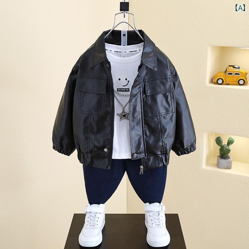 男の子 ファッション キッズ 子供 おしゃれ カジュアル レザージャケット 春秋 トップス レザージャケット