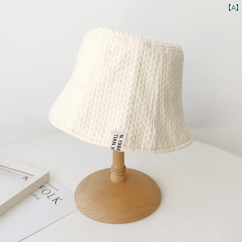 レディース 顔 見せる 韓国短 いつ ば 小さめ バケット ハット 秋冬 ニット フィッシャーマン ハット 高い ビッグ ヘッド バケット ハット