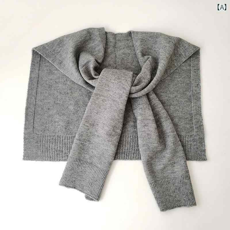 レディース ファッション ソリッドカラー ニット 小さめ ショール 春秋冬 アウター ウール 結び目 ショ..