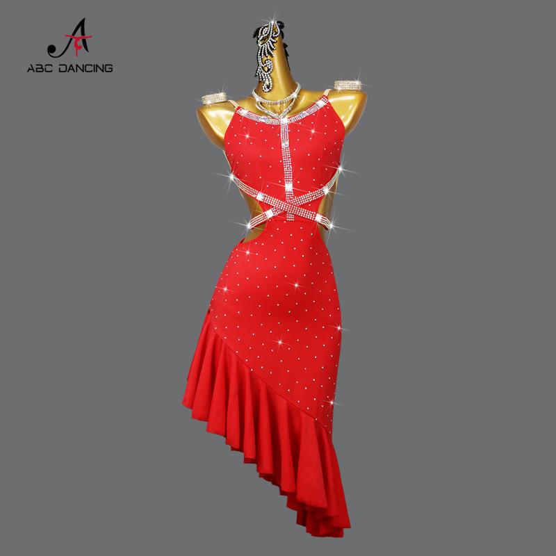 ダンス 衣装 パフォーマンス レッド ラテンダンス 花 競技 ドレス フェミニン 花