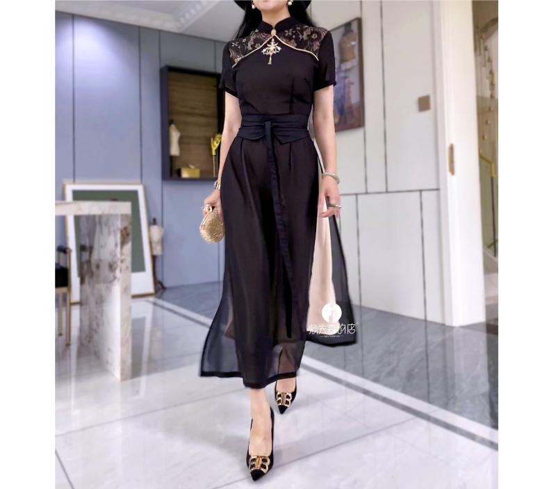 レディース ファッション 通気性 快適 エレガント ジョーゼット 漢服 ガードル 刺繍 チャイナ風 ドレス スカート