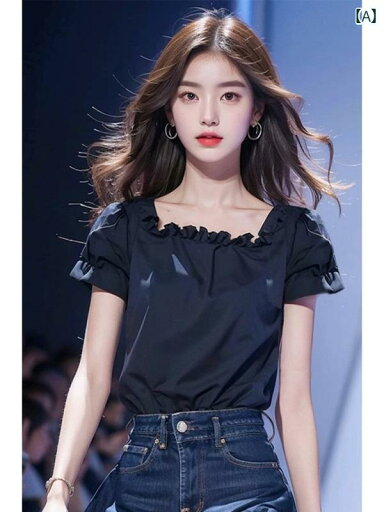 レディース ファッション フランス ユニーク トップスス 夏 トップスス ダーク ブ ゆったり クエア ネック 半袖 シャツ レディース ファッション フランス ユニーク トップスス 夏 トップスス ダーク ブ ゆったり クエア ネック 半袖 シャツ