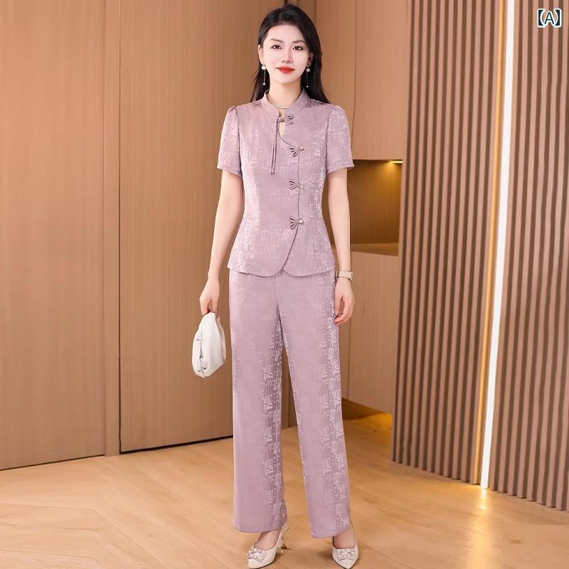 レディース ファッション チャイナ風 中国 チャイナ セットアップ 夏 2点 セット