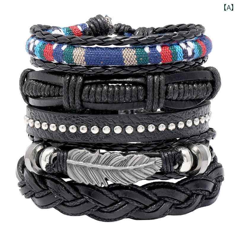 レディース アクセサリー ブレスレット メンズ トレンド ヒップ ホップ 編み込み シングル シンプル スカル スケルトン スーツ コンビ ネーション ブレスレット メンズ ジュエリー