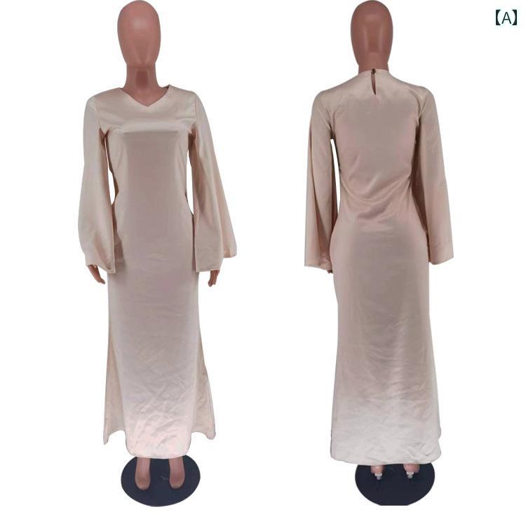 レディース ファッション ソリ カラー ドレス 魅惑 パーティー ドレス 長袖 服