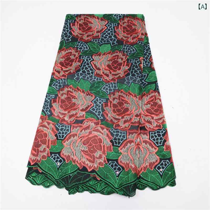 レース 生地 刺繍 ローズ スイス ナイジェリア 刺繍 布 スイス ボイル
