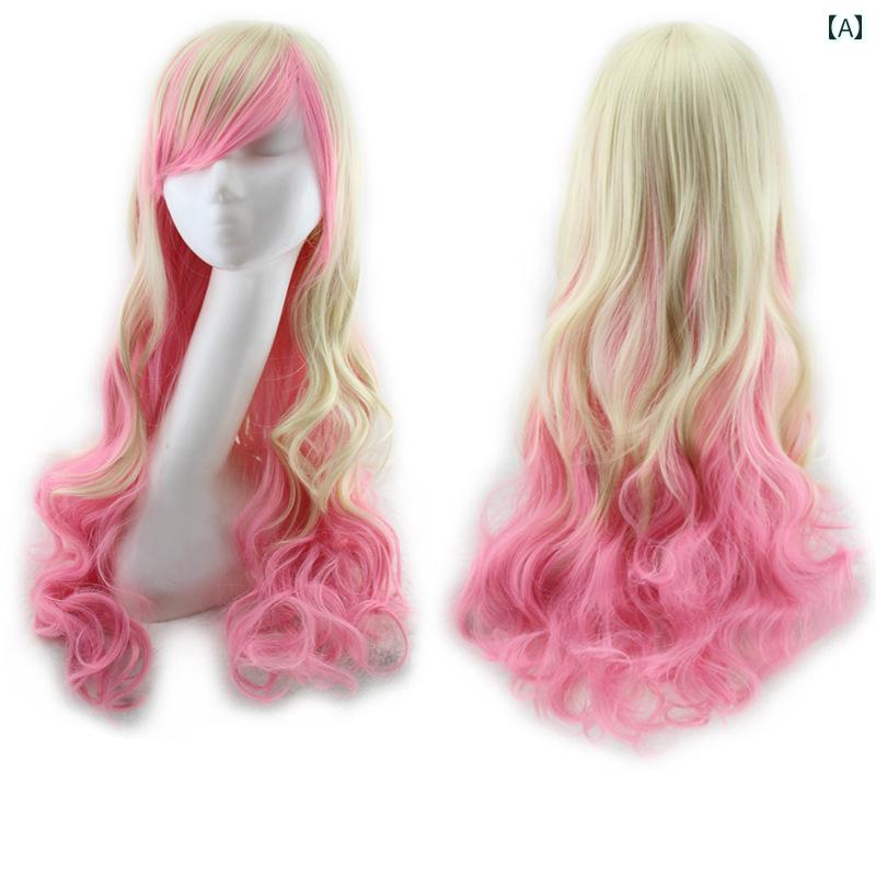 ウィッグ かつら ステージ パフォーマンス コスプレ 変装 ファッション カラフル ロング 巻き毛 ロリー..