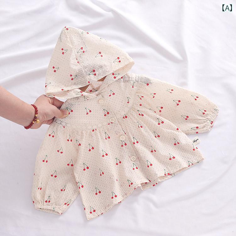 子供服 女の子 キッズ かわいい おしゃれ ベビー 日焼け防止 綿 快適 シャツ ベビー フード ジャケット 洋風 カーディガン 夏 薄手 涼しい 涼しい 涼しい