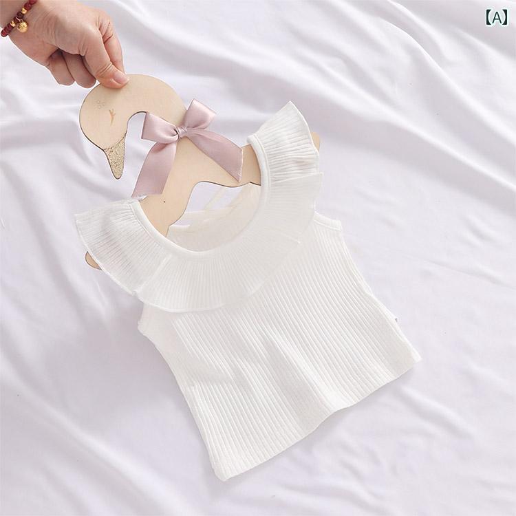 女の子 トップス 夏 かわいい カジュアル ベビー ベスト 綿 赤ちゃん ノースリーブ ラウンドネック Tシャツ 薄手 涼しい 涼しい 涼しい 服