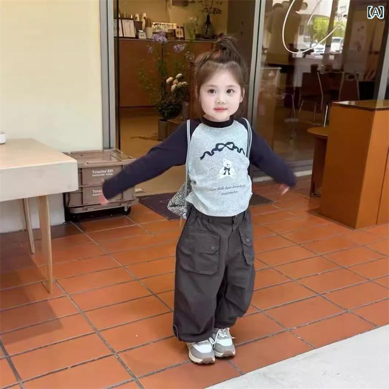 子供服 女の子 セットアップ おしゃれ カジュアル 春秋 長袖 かわいい トップス カジュアル パンツ 2点 セット トレンディ