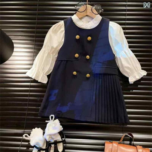 子供服 女の子 セットアップ かわいい おしゃれ 秋 ベスト ドレス 洋風 長袖 シャツ カレッジ トレンディ セット 子供服 女の子 セットアップ かわいい おしゃれ 秋 ベスト ドレス 洋風 長袖 シャツ カレッジ トレンディ セット
